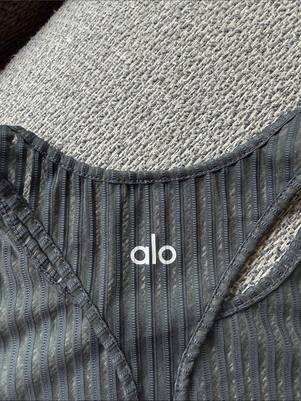 ALO Yoga Black Ribbed Racerback Tank - Picture 3 of 6